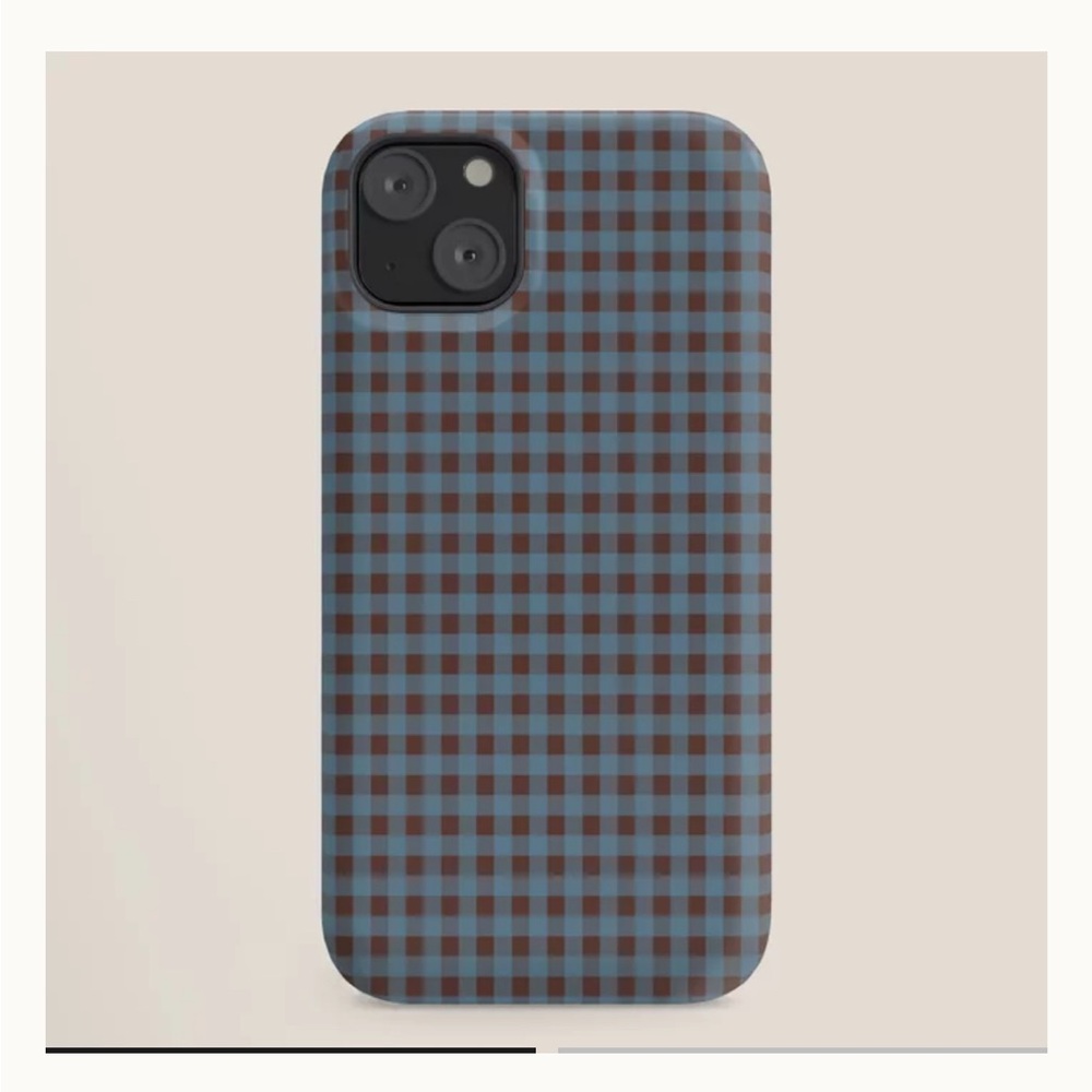 MagSafe IPhone 15 plus Plaid Phone Case in Blue and Brown